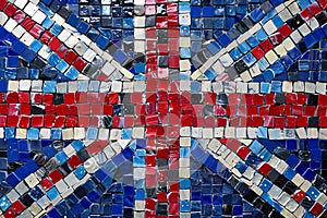 Mosaic tile pattern background of the Union Jack national flag of the United Kingdom