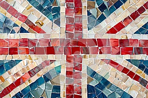 Mosaic tile pattern background of the Union Jack national flag of the United Kingdom