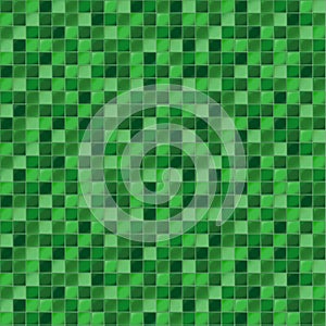 Mosaic tiles for bathroom and spa. Seamless background. Repeating texture. Green tile illustration.