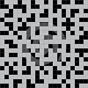 Mosaic tiles in black and gray for the design of walls and floors in the bathroom