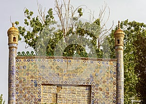 Mosaic tiles on entrance to Tomb of the Fragrant Concubine, Kashgar, China photo