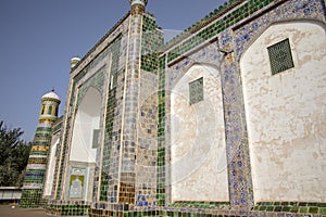 Mosaic tiles on front of the Muausoleum of Apak Koja, Kashgar, C photo