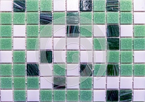 Mosaic tiles in the interior of the bathroom. Background of ceramic tiles mosaic