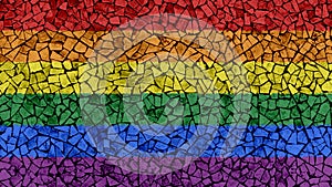 Mosaic Tiles Painting of Gay Pride Rainbow Flag