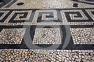 Mosaic tiles pavement in Funchal, Madeira, Portugal.