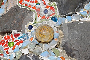 Mosaic tiles and pottery items
