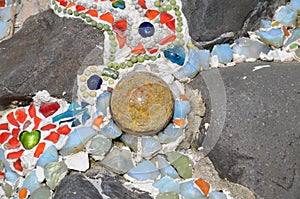 Mosaic tiles and pottery items