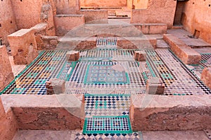 Mosaic Tiles at the Ruins of the El Badi Palace in Marrakesh Morocco