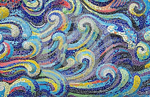 Mosaic tiles wave of Colorful for background