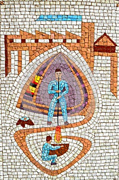 Mosaic of Two Glass Blowers in Murano