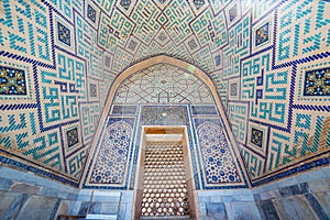 Mosaic in Ulugh Beg Madrasah in Samarkand, Uzbekistan