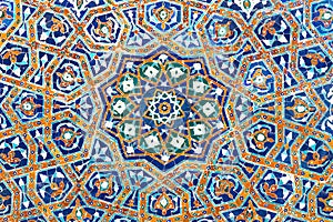 Mosaic in Ulugh Beg Madrasah in Samarkand, Uzbekistan