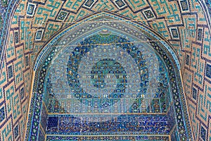 Mosaic in Ulugh Beg Madrasah in Samarkand, Uzbekistan