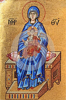 Mosaic of Virgin Mary and Jesus Christ