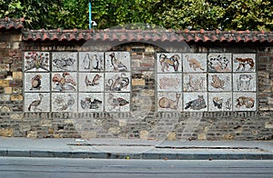 Mosaic on the wall of Belgrade zoo. photo