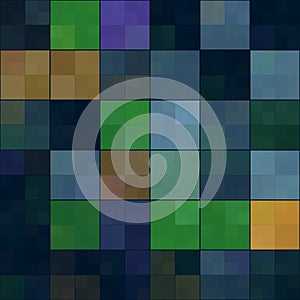 Mosaic wall - dark background of colored rectangular abstractions. 3d illustration clipart