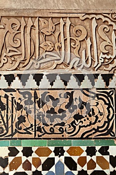 Mosaic wall decoration in the Medersa ben Youssef