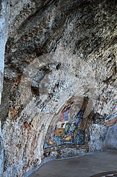 Mosaic on the wall of the monastery Ostrog in Montenegro