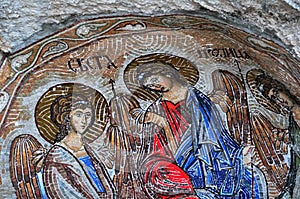 Mosaic on the wall of the monastery Ostrog in Montenegro