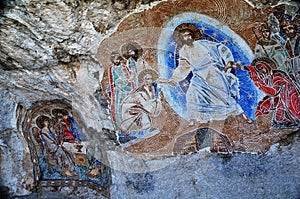 Mosaic on the wall of the monastery Ostrog in Montenegro