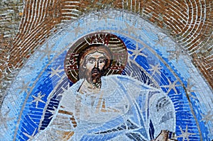 Mosaic on the wall of the monastery Ostrog in Montenegro
