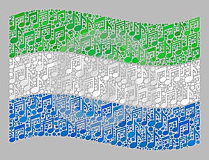 Waving Music Notation Sierra Leone Flag - Collage of Music Notes photo