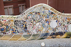 Mosaic work by Gaudi at Park Guell