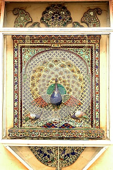 Mosaic work of peacock Udaipur Palace