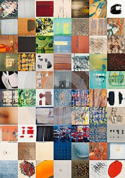 Mosaic of 7x10 of abstract square images. Unique set of squares