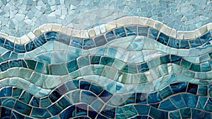 Mosaiclike patterns in cool ocean tones mirroring the intricate and everchanging nature of waves. photo