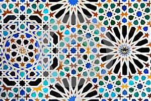Mosaico ÃÂ¡rabe. Azulejos de Al Andalus. Azulejos de Granada. Azulejos ÃÂ¡rabes de EspaÃÂ±a. Alhambra de Granada photo