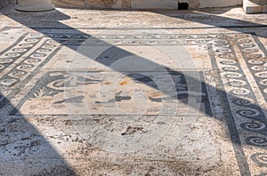 Mosaics at ancient ruins of Delos island in Greece