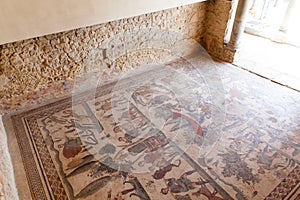 Mosaics of the banquet room in the Villa Romana del Casale, Piazza Armerina