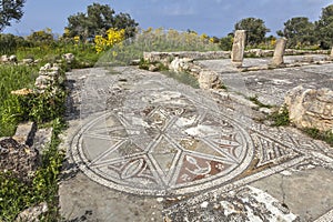 Mosaics in early christian church Agias Trias at Sipahi, North Cyprus