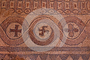 Mosaics in the ruins of early Byzantine basilica in Ohrid