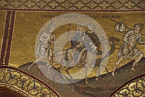 Mosaics showing story of ther flight to Egypt by the Holy Family
