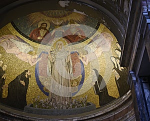 Mosaics in a small church, Santa Prassede, in Rome Italy