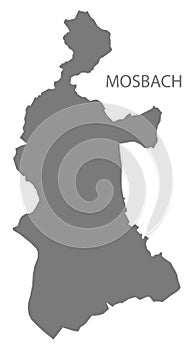 Mosbach German city map grey illustration silhouette shape