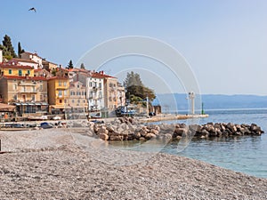 Moscenicka draga, Istria, Croatia. Beautiful seascape, tourism, the coast of a historical city, clean climate, healthy