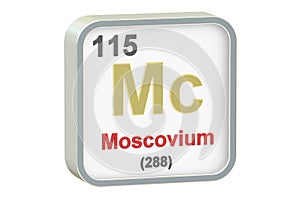 Moscovium chemical element, 3D rendering