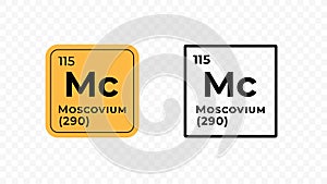 Moscovium, chemical element of the periodic table vector