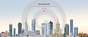 Vector illustration of Warsaw city skyline on colorful gradient beautiful daytime background photo