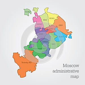 Moscow administrative map.