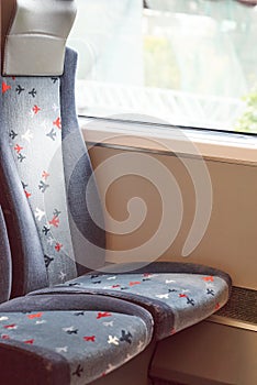 Moscow Aeroexpress armchairs with red, black, white aircraft drawings