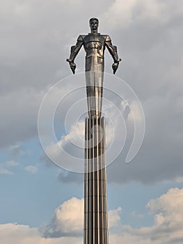 Moscow based monument of Yuri Gagarin close detailed view