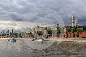 Moscow, capital of Russia, view of the Kremlin wall
