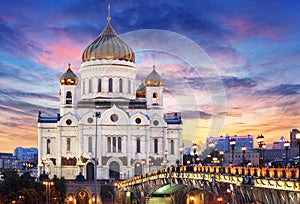 Moscow - Cathedral of Christ the Savior at sunset, Russia