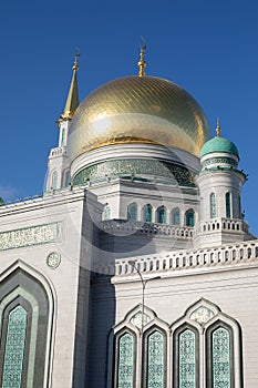 Moscow cathedral mosque main golden dome vertical photo