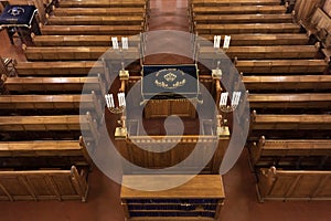 Moscow Choral Synagogue, in between the prayers are empty. color