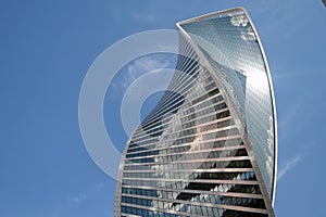 Moscow City Business Center. Blue sky background.